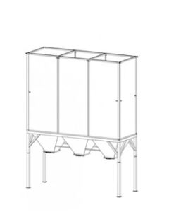 Silo Melamin 110x310/60° 495cm/3 room /M cover M&M